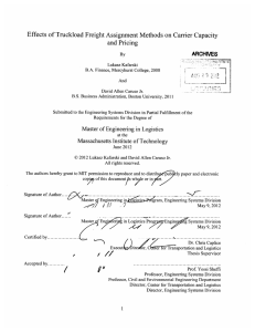tI Effects  of Truckload  Freight Assignment  Methods ... and  Pricing ARCHIVES