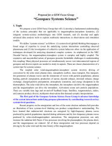 “Geospace Systems Science” Proposal for a GEM Focus Group 1. Topic