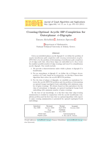 Crossing-Optimal Acyclic HP-Completion for Outerplanar st-Digraphs Journal of Graph Algorithms and Applications