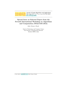 Special Issue on Selected Papers from the and Computation (WALCOM 2013)