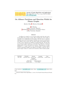 On Alliance Partitions and Bisection Width for Planar Graphs Martin Olsen