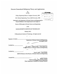Discrete  Generalized  Multigroup  Theory  and ... By B5.Eng.  Engineering  Pnysics,