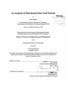 An  Analysis  of Distributed Solar Fuel Systems J- ARCHIVES
