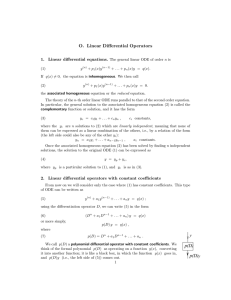 O. Linear Differential Operators 1. Linear differential equations.