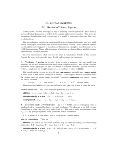 LS.1 Review of Linear Algebra LS. LINEAR SYSTEMS