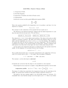 18.03 PDE.1: Fourier’s Theory of Heat 1. Temperature Profile.