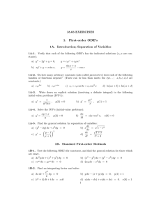 1. First-order ODE’s 18.03 EXERCISES 1A. Introduction; Separation of Variables