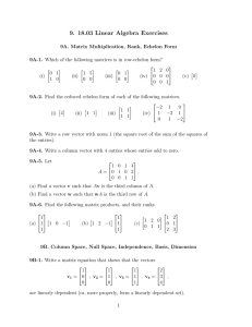 9. 18.03 Linear Algebra Exercises