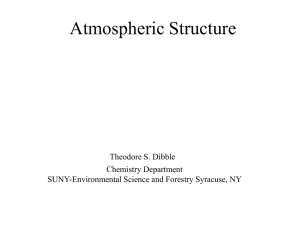 Atmospheric Structure Theodore S. Dibble Chemistry Department SUNY-Environmental Science and Forestry Syracuse, NY