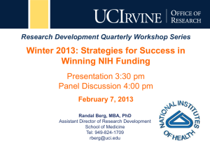 Winter 2013: Strategies for Success in Winning NIH Funding Presentation 3:30 pm