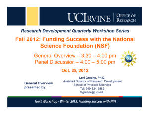 Fall 2012: Funding Success with the National Science Foundation (NSF)