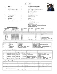 BIO-DATA Dr. Rabi Narayan Mishra