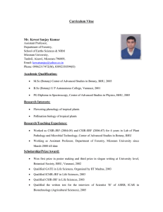 Curriculum Vitae  Mr. Kewat Sanjay Kumar