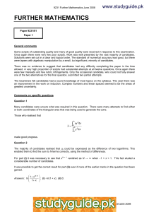 FURTHER MATHEMATICS www.studyguide.pk