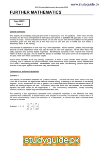 FURTHER MATHEMATICS www.studyguide.pk