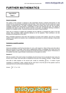 FURTHER MATHEMATICS www.studyguide.pk