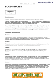 FOOD STUDIES www.studyguide.pk