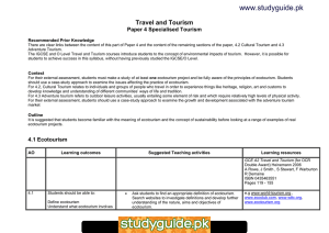 www.studyguide.pk Travel and Tourism Paper 4 Specialised Tourism
