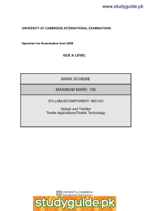 www.xtremepapers.net www.studyguide.pk MARK SCHEME MAXIMUM MARK: 100