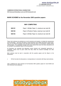 www.studyguide.pk MARK SCHEME for the November 2003 question papers  9691 COMPUTING