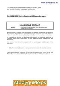 www.studyguide.pk 9693 MARINE SCIENCE