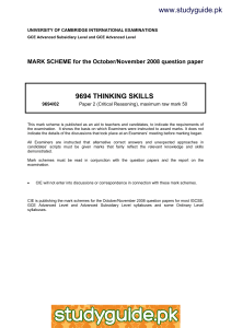 www.studyguide.pk 9694 THINKING SKILLS