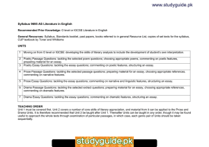 www.studyguide.pk Syllabus 9695 AS Literature in English