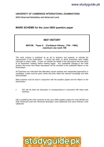 www.studyguide.pk MARK SCHEME for the June 2005 question paper  9697 HISTORY