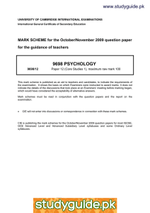 www.studyguide.pk 9698 PSYCHOLOGY