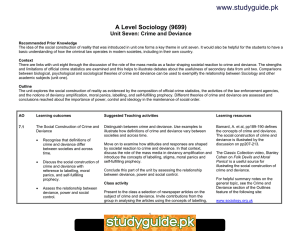 www.studyguide.pk A Level Sociology (9699) Unit Seven: Crime and Deviance