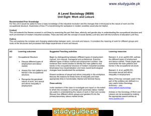 www.studyguide.pk A Level Sociology (9699) Unit Eight: Work and Leisure