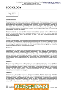 SOCIOLOGY www.studyguide.pk