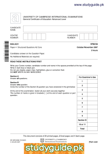 www.studyguide.pk UNIVERSITY OF CAMBRIDGE INTERNATIONAL EXAMINATIONS General Certificate of Education Advanced Level 9700/04