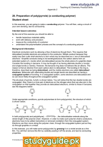 www.studyguide.pk 29. Preparation of poly(pyrrole) (a conducting polymer) Student sheet