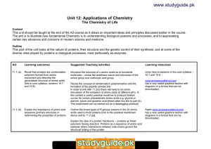 www.studyguide.pk Unit 12: Applications of Chemistry The Chemistry of Life