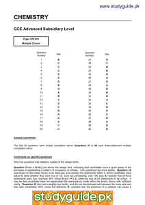 CHEMISTRY www.studyguide.pk GCE Advanced Subsidiary Level