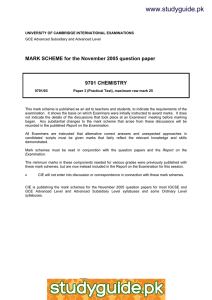 www.studyguide.pk  MARK SCHEME for the November 2005 question paper 9701 CHEMISTRY