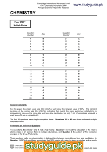 Cambridge International Advanced Level 9701 Chemistry November 2009