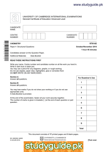 www.studyguide.pk UNIVERSITY OF CAMBRIDGE INTERNATIONAL EXAMINATIONS General Certificate of Education Advanced Level 9701/42