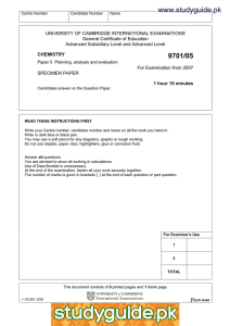 UNIVERSITY OF CAMBRIDGE INTERNATIONAL EXAMINATIONS General Certificate of Education