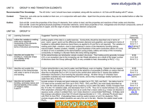 UNIT 8: GROUP IV AND TRANSITION ELEMENTS