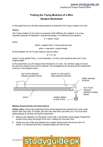 www.studyguide.pk Finding the Young Modulus of a Wire Student Worksheet