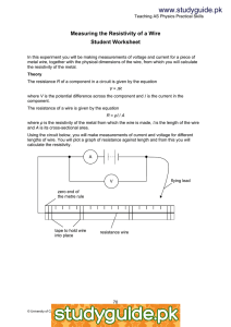 www.studyguide.pk Measuring the Resistivity of a Wire Student Worksheet