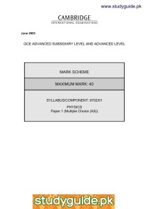 www.studyguide.pk MARK SCHEME MAXIMUM MARK: 40