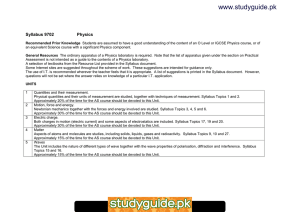 www.studyguide.pk Syllabus Physics