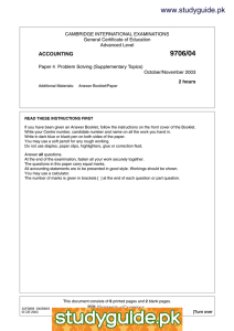 www.studyguide.pk 9706/04 ACCOUNTING