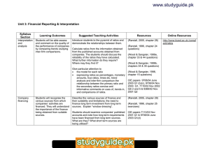 www.studyguide.pk Unit 3: Financial Reporting &amp; Interpretation  Syllabus