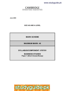 www.xtremepapers.net www.studyguide.pk MARK SCHEME MAXIMUM MARK: 40