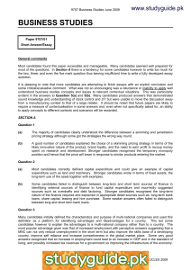 BUSINESS STUDIES www.studyguide.pk