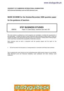 www.studyguide.pk 9707 BUSINESS STUDIES